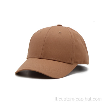 Cappello da baseball a 6 pannelli marrone chiaro
